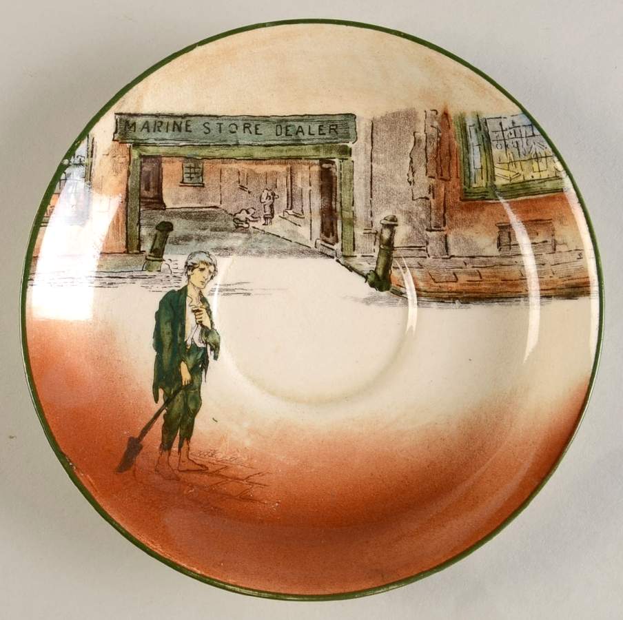 Dickens (Green Trim) Saucer for Flat Cup by Royal Doulton-1