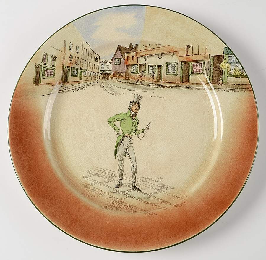 Dickens (Green Trim) Dinner Plate by Royal Doulton-1