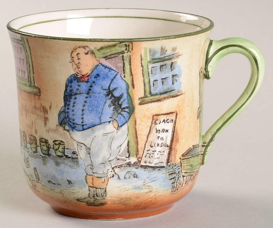 Dickens (Green Trim) Flat Cup by Royal Doulton-1