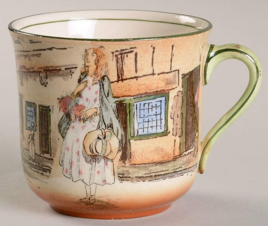 Dickens (Green Trim) Flat Cup by Royal Doulton-1