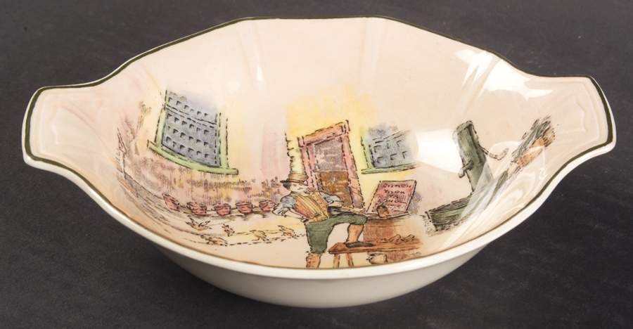 Dickens (Green Trim) Lugged Cereal Bowl by Royal Doulton-1