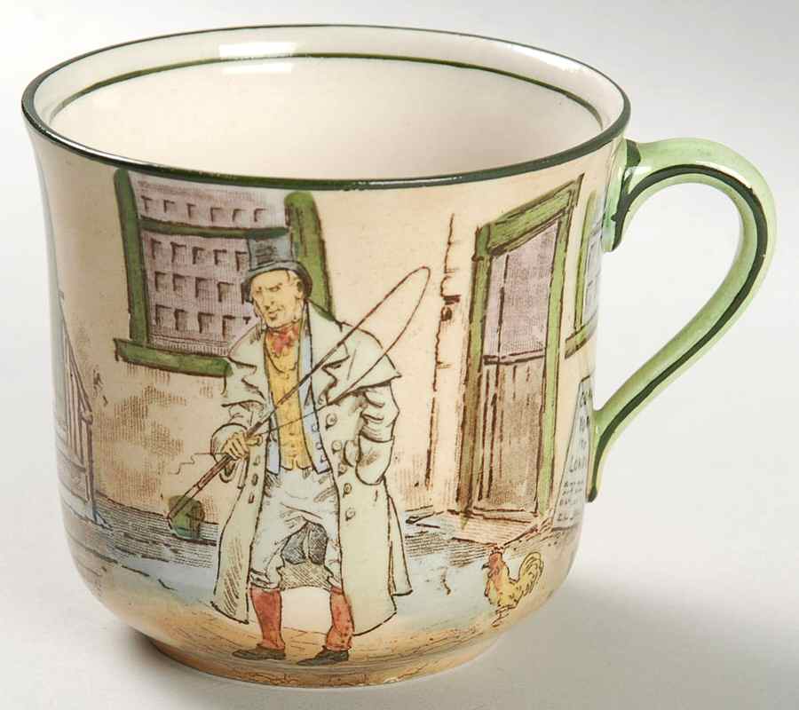 Dickens (Green Trim) Flat Cup by Royal Doulton-1