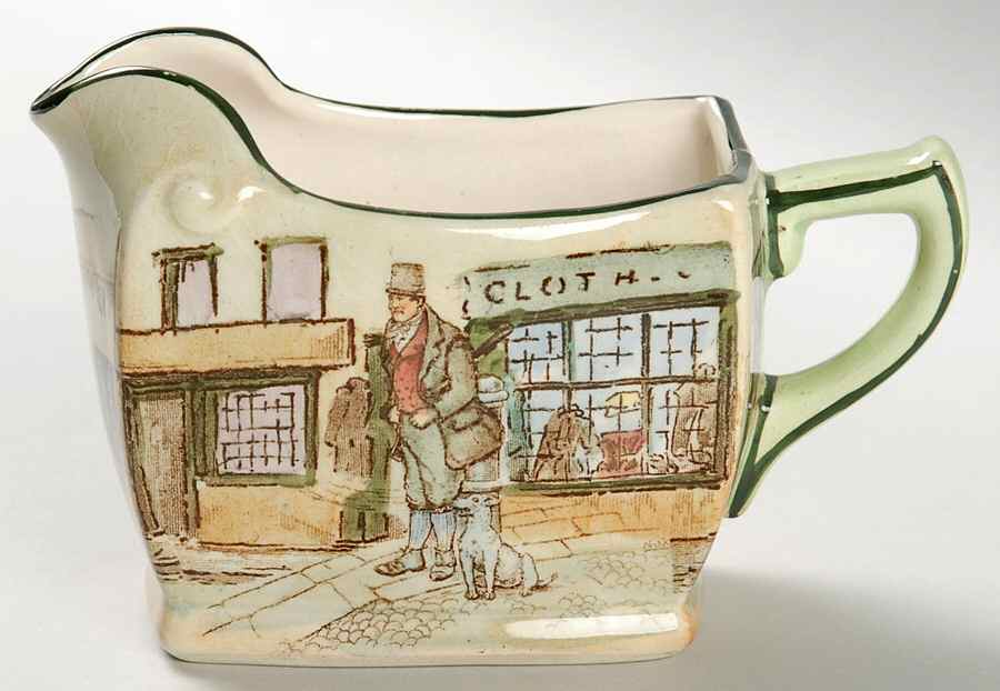 Dickens (Green Trim) Creamer by Royal Doulton-1