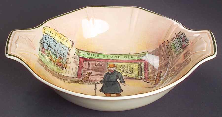 Dickens (Green Trim) Lugged Cereal Bowl by Royal Doulton-1