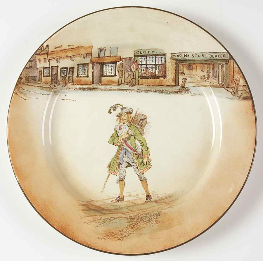 Dickens (Green Trim) Dinner Plate by Royal Doulton-1
