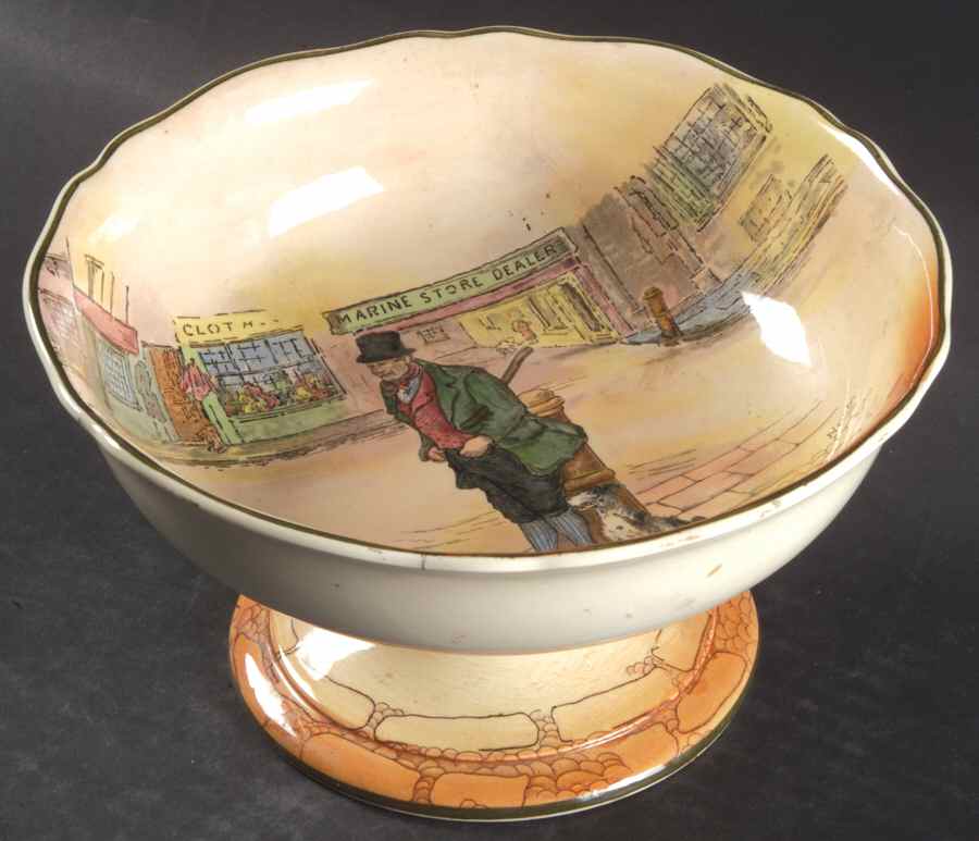 Dickens (Green Trim) Round Compote (Height X Width) by Royal Doulton-1