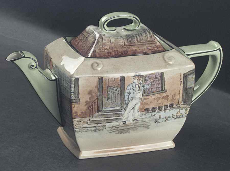 Dickens (Green Trim) Teapot & Lid by Royal Doulton-1