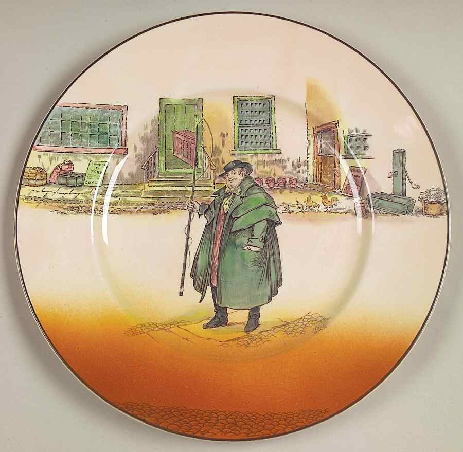 Dickens (Green Trim) Dinner Plate by Royal Doulton-1