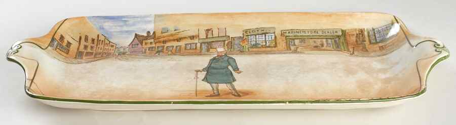 Dickens (Green Trim) 17" Sandwich Tray by Royal Doulton-1