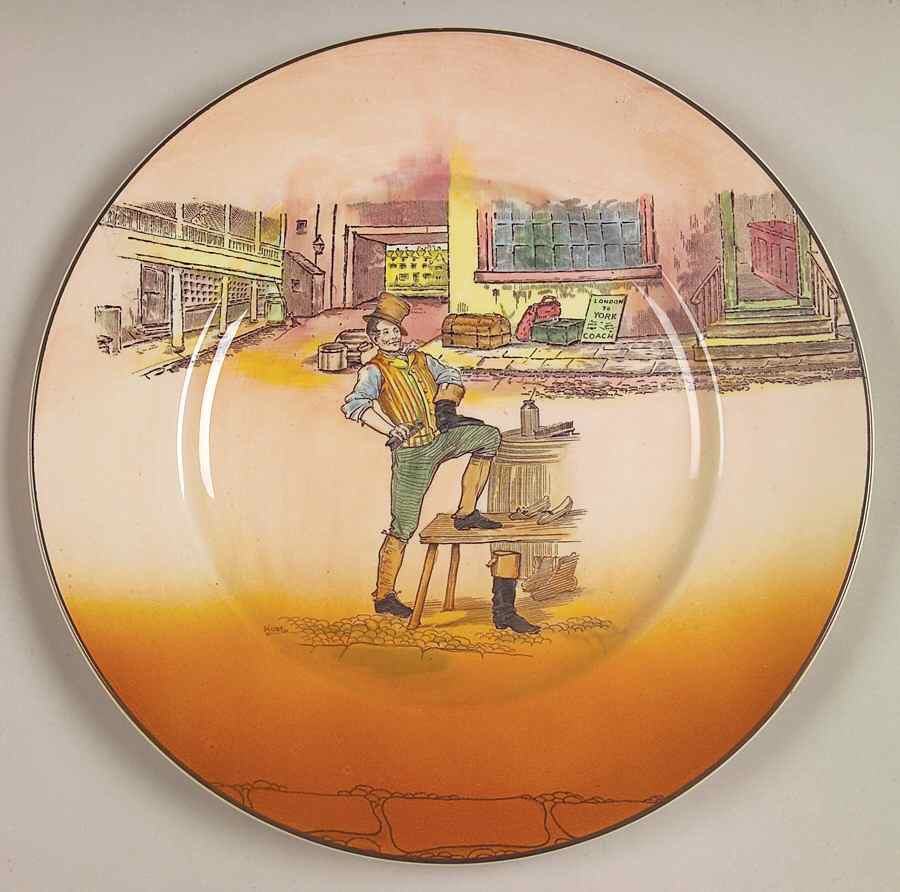 Dickens (Green Trim) Dinner Plate by Royal Doulton-1