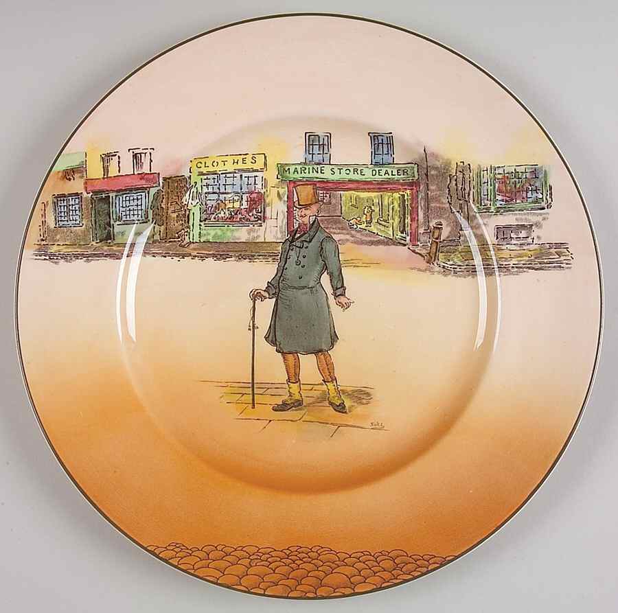 Dickens (Green Trim) Dinner Plate by Royal Doulton-1