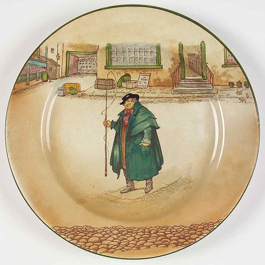 Dickens (Green Trim) Dinner Plate by Royal Doulton-1