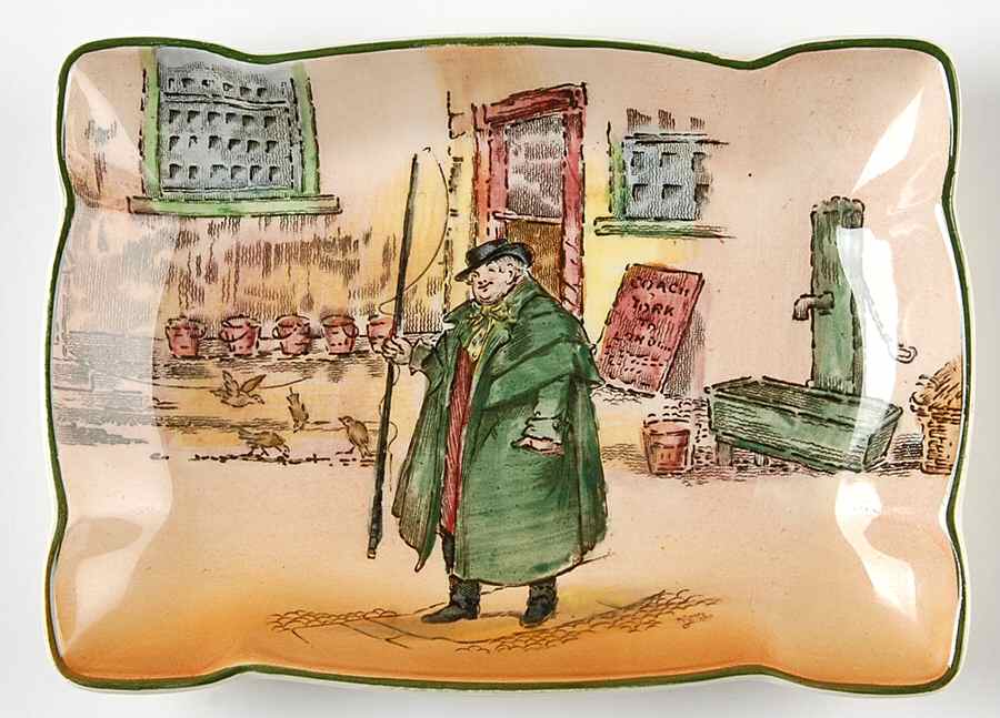 Dickens (Green Trim) Silver Tray by Royal Doulton-1