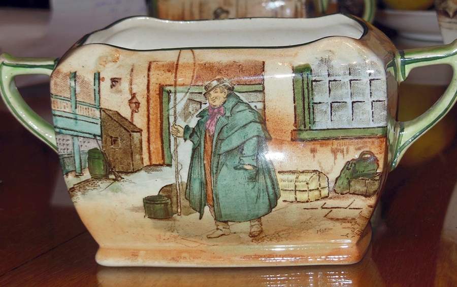 Dickens (Green Trim) Open Sugar Bowl by Royal Doulton-1