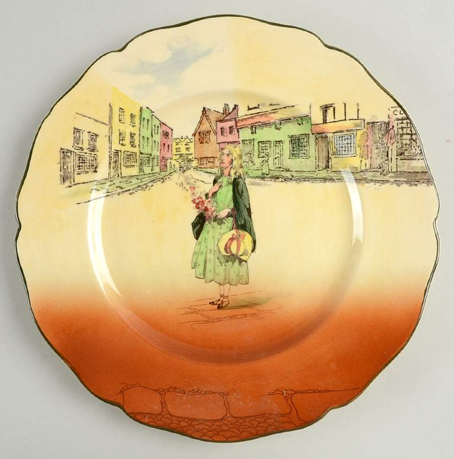 Dickens (Green Trim) Dinner Plate by Royal Doulton-1