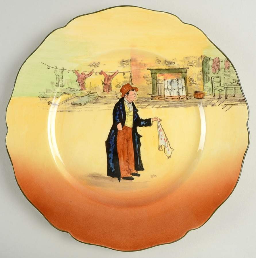Dickens (Green Trim) Dinner Plate by Royal Doulton-1