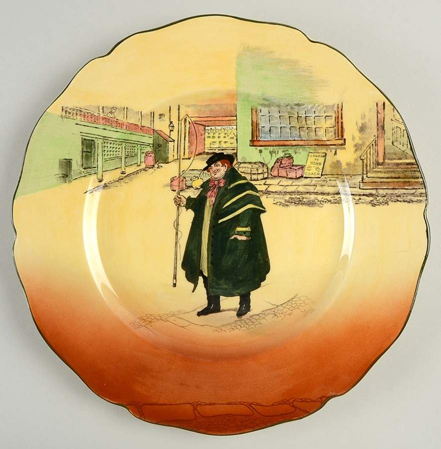 Dickens (Green Trim) Dinner Plate by Royal Doulton-1