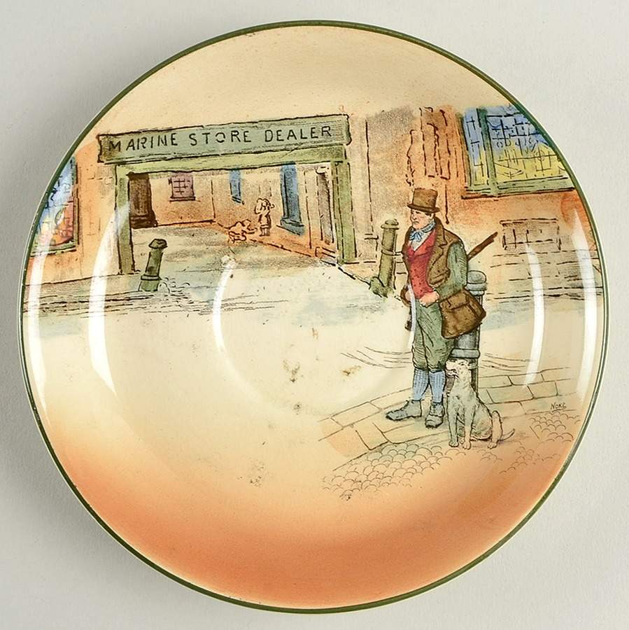 Dickens (Green Trim) Saucer for Flat Cup by Royal Doulton-1