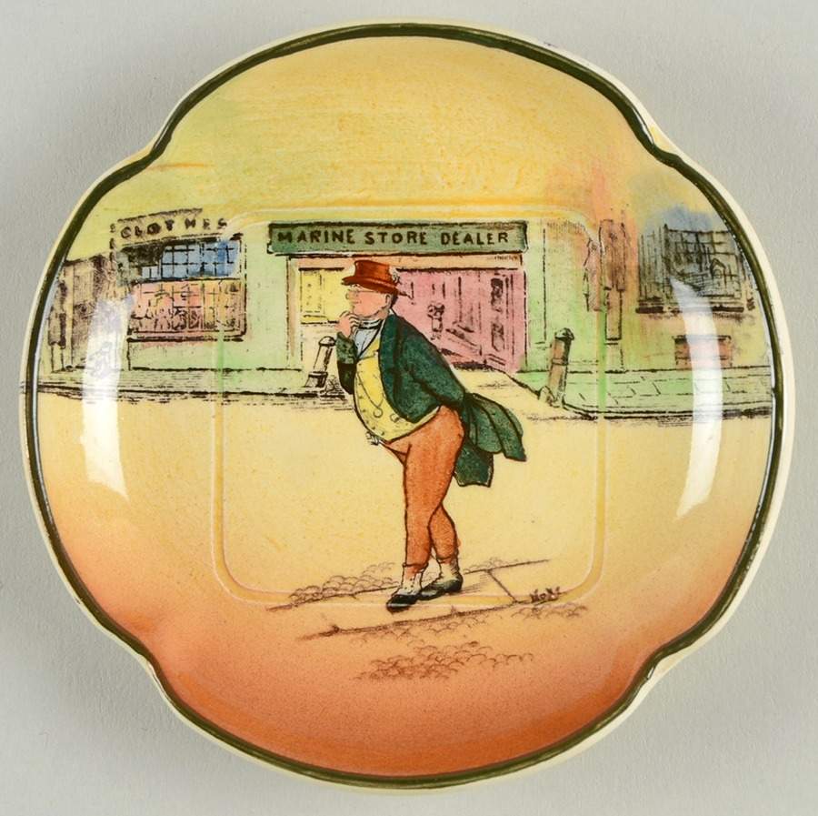 Dickens (Green Trim) Butter Pat by Royal Doulton-1
