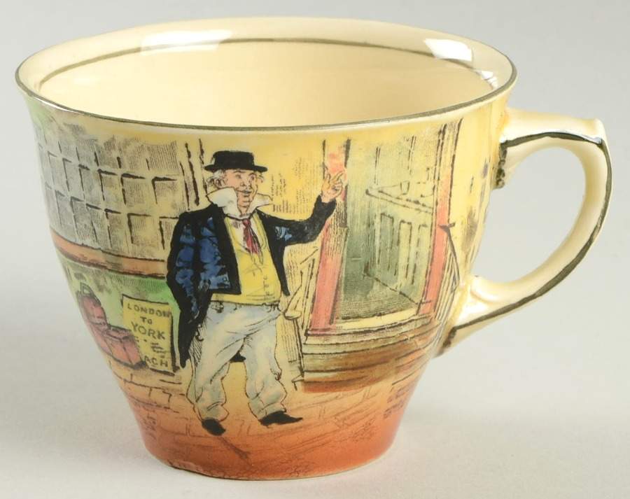 Dickens (Green Trim) Flat Cup by Royal Doulton-1