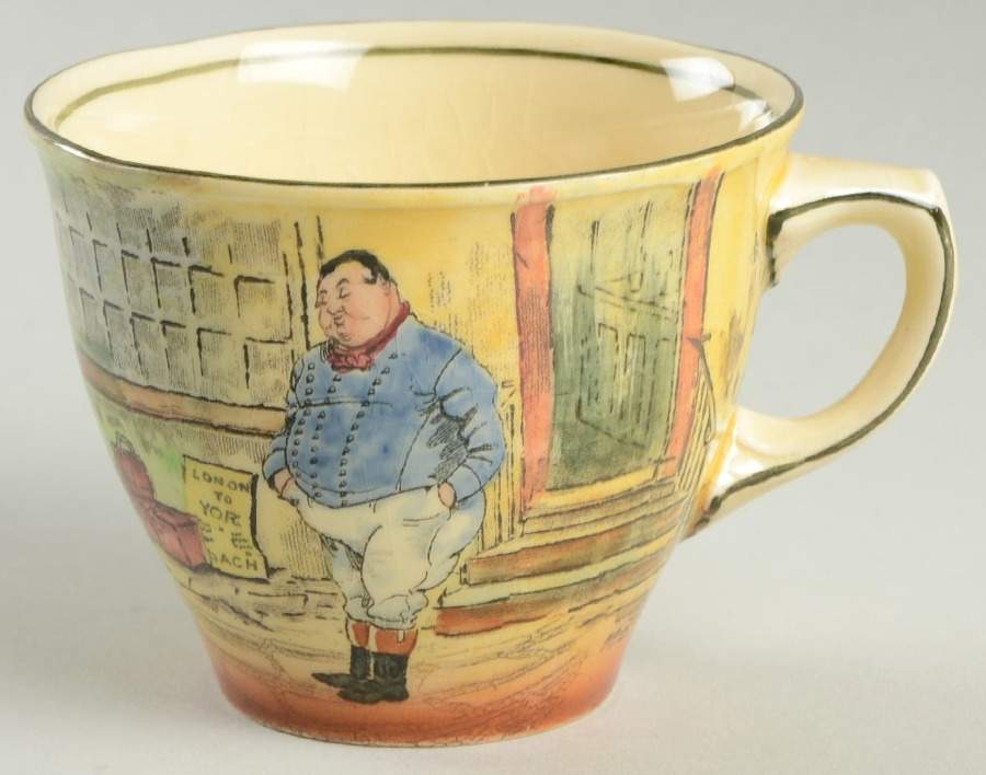 Dickens (Green Trim) Flat Cup by Royal Doulton-1
