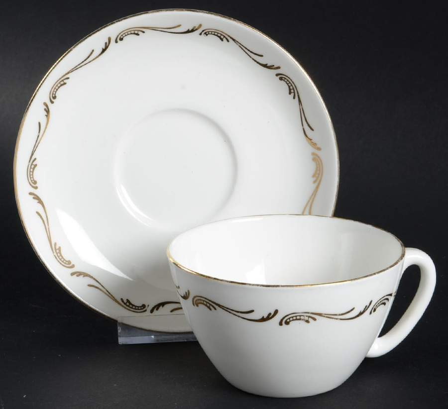 Gold Scallops Flat Cup & Saucer Set by Royal Stafford-1