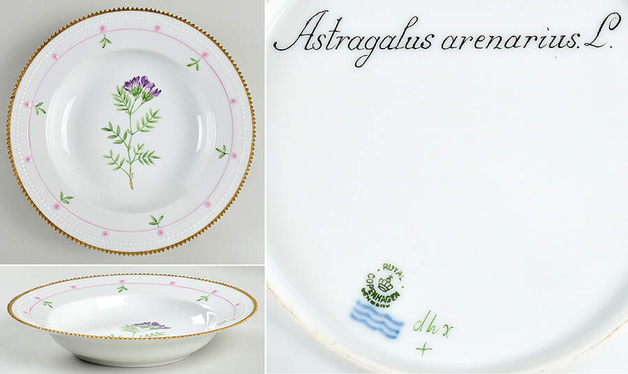 Flora Danica (735 Series) Large Rim Soup Bowl-Astragalus arenarius L by Royal Copenhagen-1