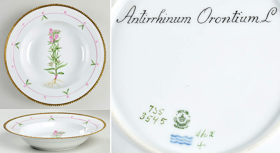 Flora Danica (735 Series) Large Rim Soup Bowl-Antirrhinum Orontium L by Royal Copenhagen-1