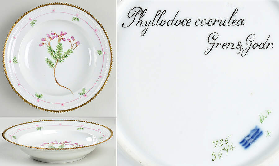 Flora Danica (735 Series) Rim Soup Bowl-Phyllodoce coerulea Gren & Godr by Royal Copenhagen-1