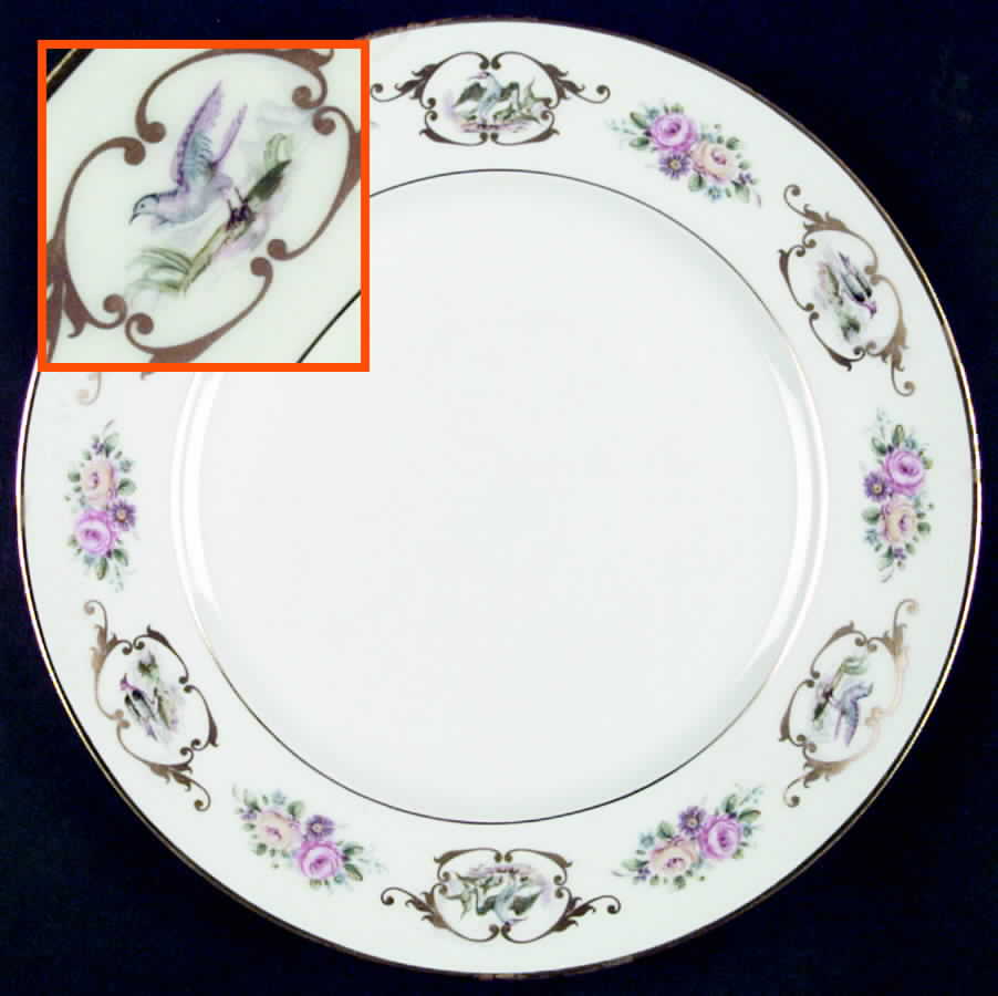 Oiseaux Roses (Smooth) Dinner Plate by Royale (France)-1