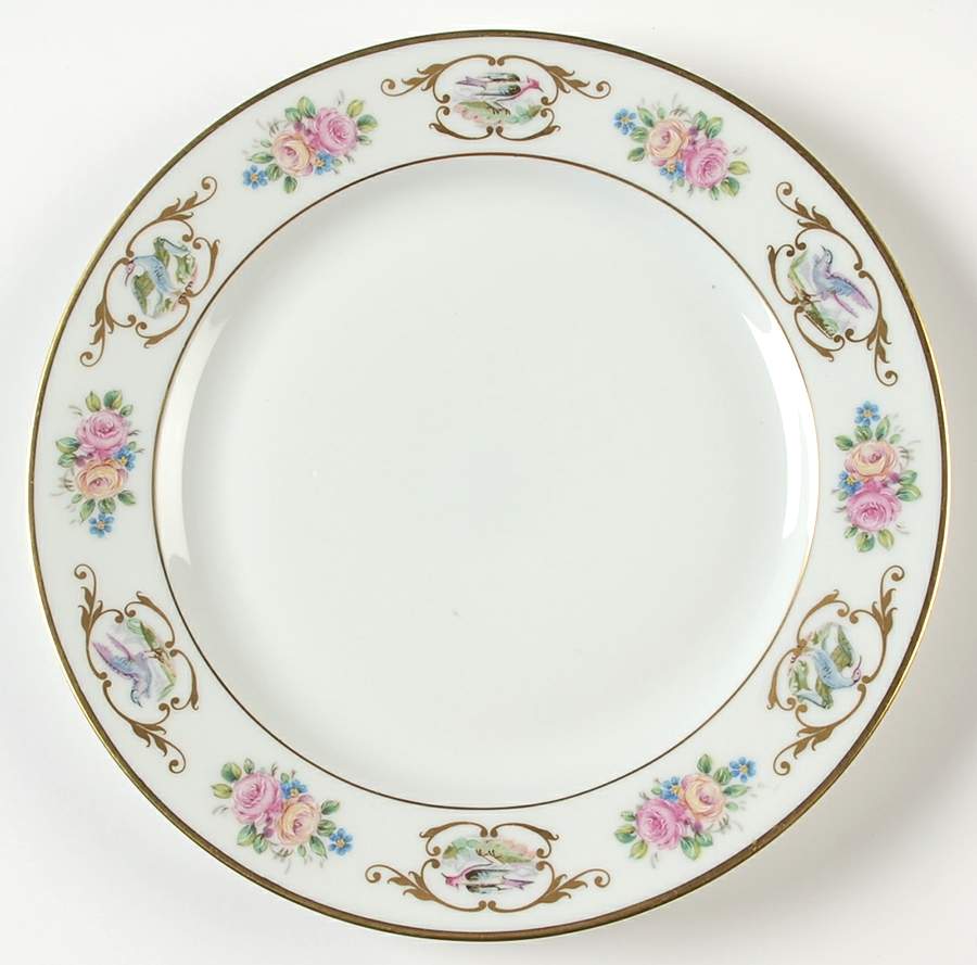 Oiseaux Roses (Smooth) Salad Plate by Royale (France)-1
