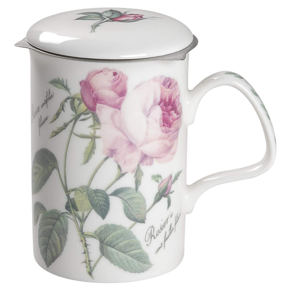 Redoute Roses Lancaster Mug & Lid with Metal Infuser by Roy Kirkham-1