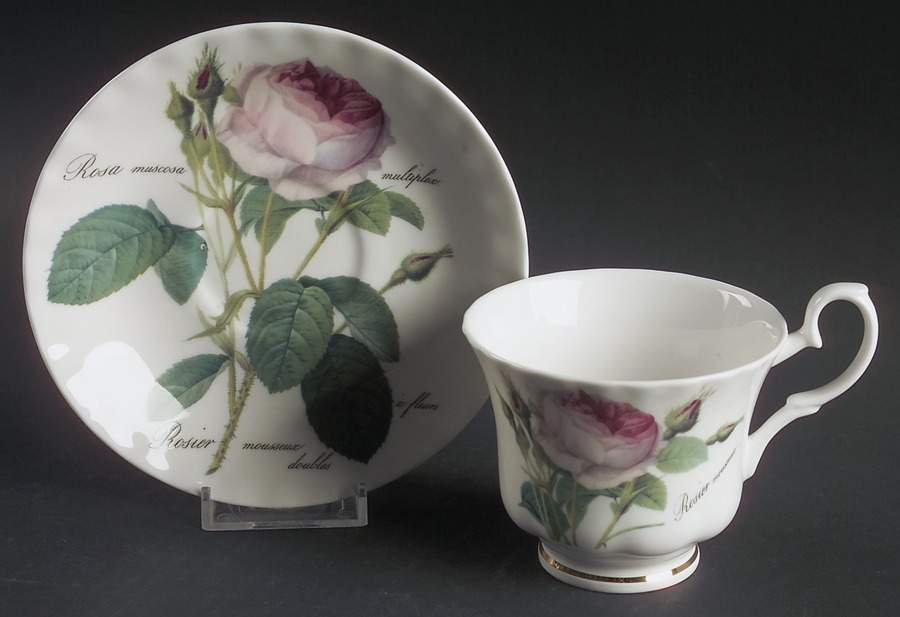 Redoute Roses Footed Cup & Saucer Set by Roy Kirkham-1