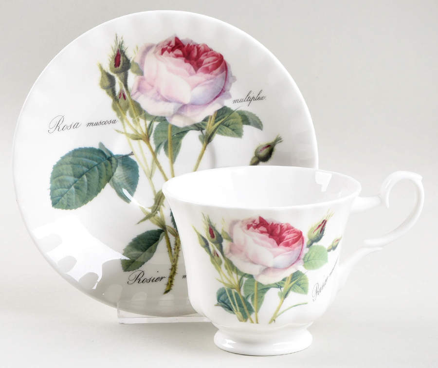 Redoute Roses Footed Cup & Saucer Set by Roy Kirkham-1