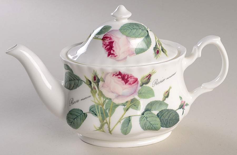 Redoute Roses Oval Teapot & Lid by Roy Kirkham-1
