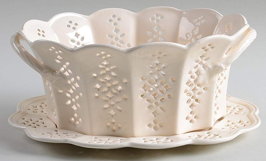 Originals Strawberry Dish & Underplate by Royal Creamware-1