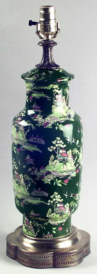 Pekin Green Electric Lamp No Shade by Royal Winton-1