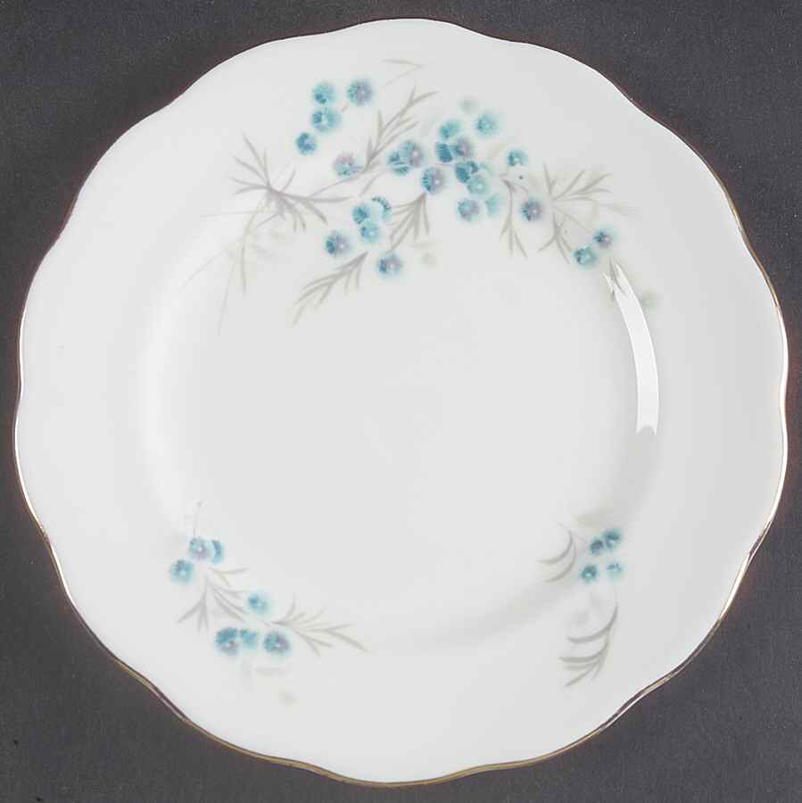Blue Heaven (Gray and Pink Leaves) Bread & Butter Plate by Royal Albert-1