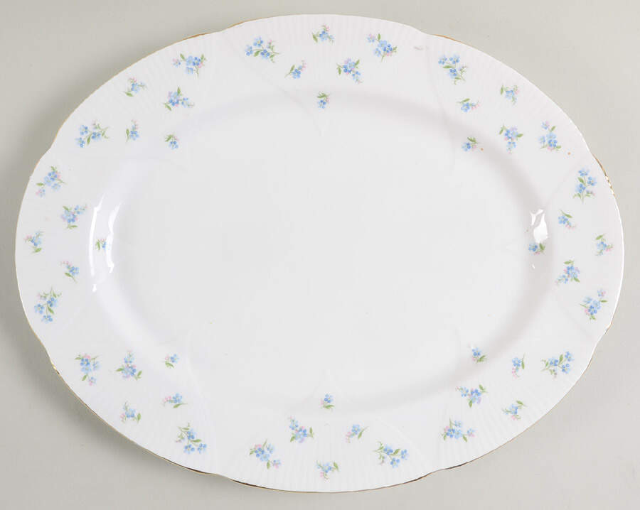 Blue Heaven (Fan Embossed) 12" Oval Serving Platter by Royal Albert-1