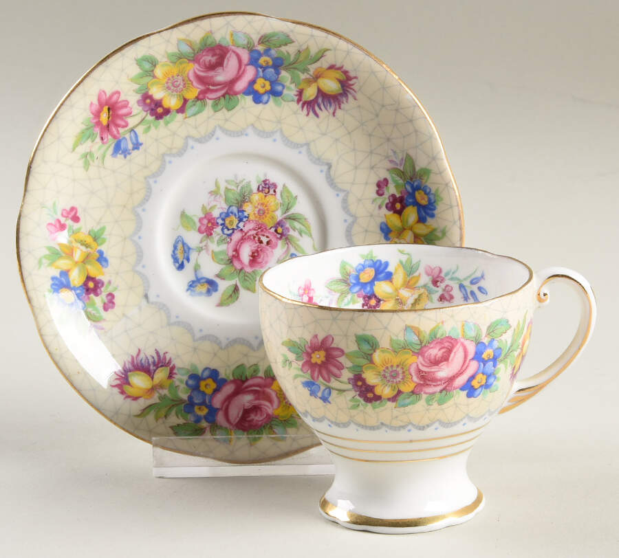 Brussels Lace Footed Demitasse Cup & Saucer Set by Royal Standard-1