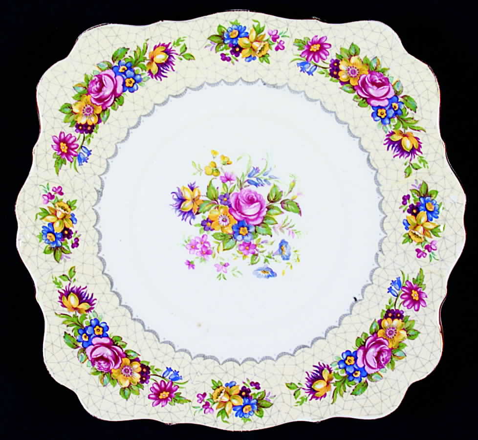 Brussels Lace Square Handled Cake Plate by Royal Standard-1