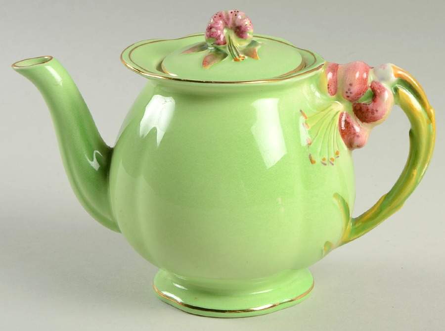 Tiger Lily Green Individual Breakfast Set Teapot & Lid by Royal Winton-1