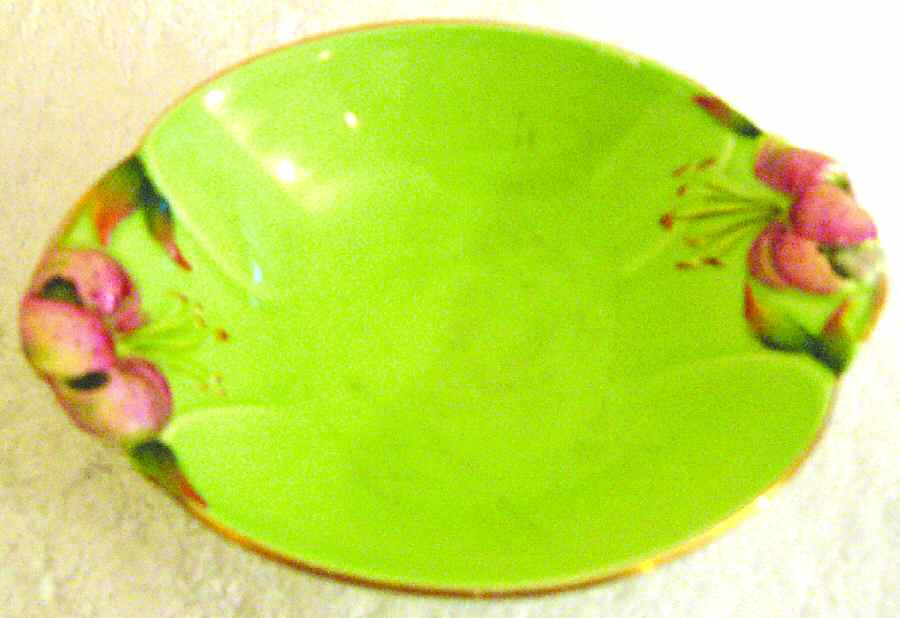 Tiger Lily Green Oval Open Candy Dish by Royal Winton-1
