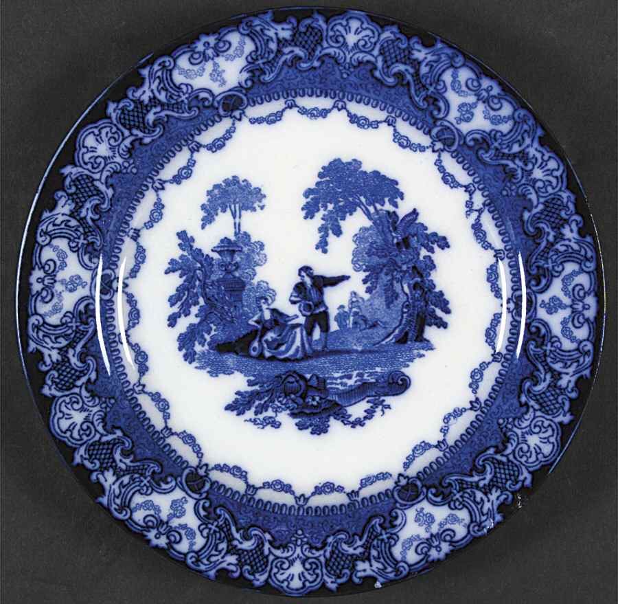 Watteau (Flow Blue, No Trim, Smooth) Salad Plate by Royal Doulton-1