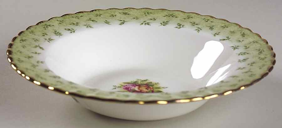 Old Country Roses Green Border Rim Soup Bowl by Royal Albert-1