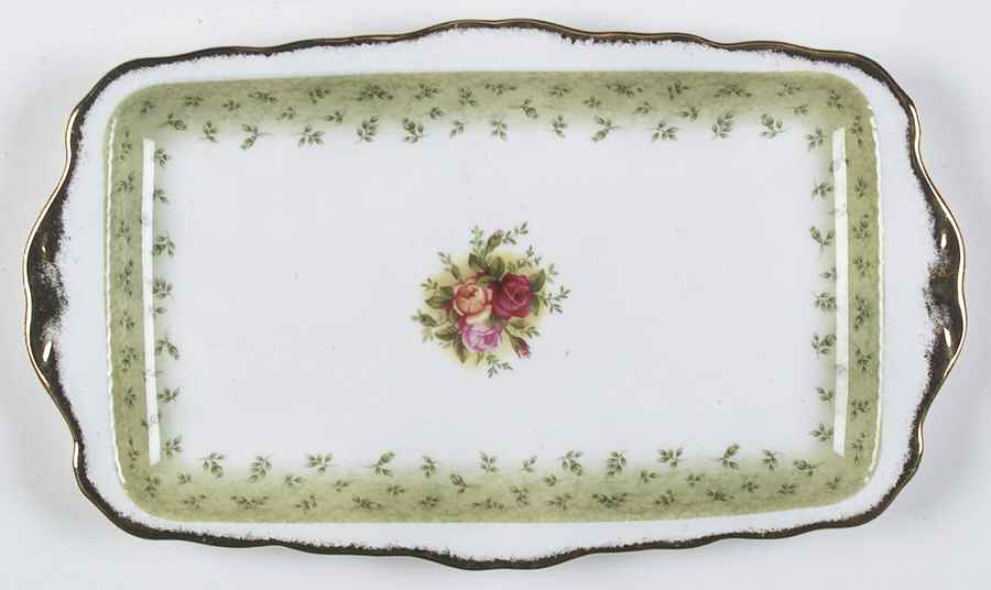 Old Country Roses Green Border Large Sandwich Tray by Royal Albert-1