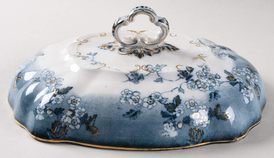 Lugano (Blue Green) Lid for Oval Vegetable by Ridgway (Ridgways)-1