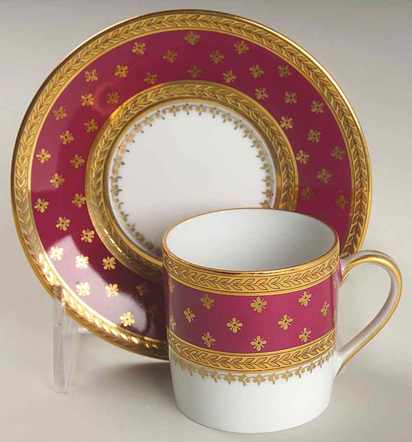 Fountainbleau Rose Flat Demitasse Cup & Saucer Set by Royale (France)-1