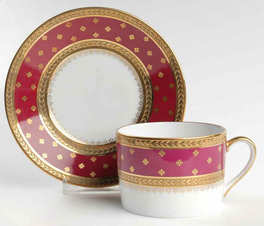 Fountainbleau Rose Flat Cup & Saucer Set by Royale (France)-1