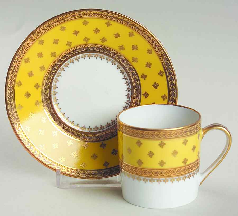Fountainebleau Yellow Flat Demitasse Cup & Saucer Set by Royale (France)-1